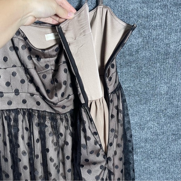Fossil Women’s Medium Polka Dot Black Champagne Cocktail Dark Fairy Mini Dress - Picture 6 of 11